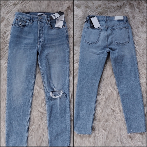 NWT Re/Done 90s High Rise Distressed Ankle Jeans - Picture 5 of 14